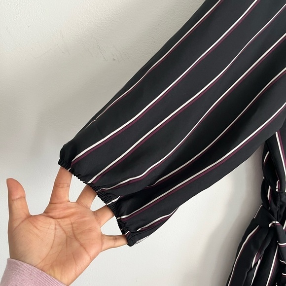 Lane Bryant Striped Wrap Wide Leg Tie Belt Jumpsuit Pockets - Picture 8 of 10